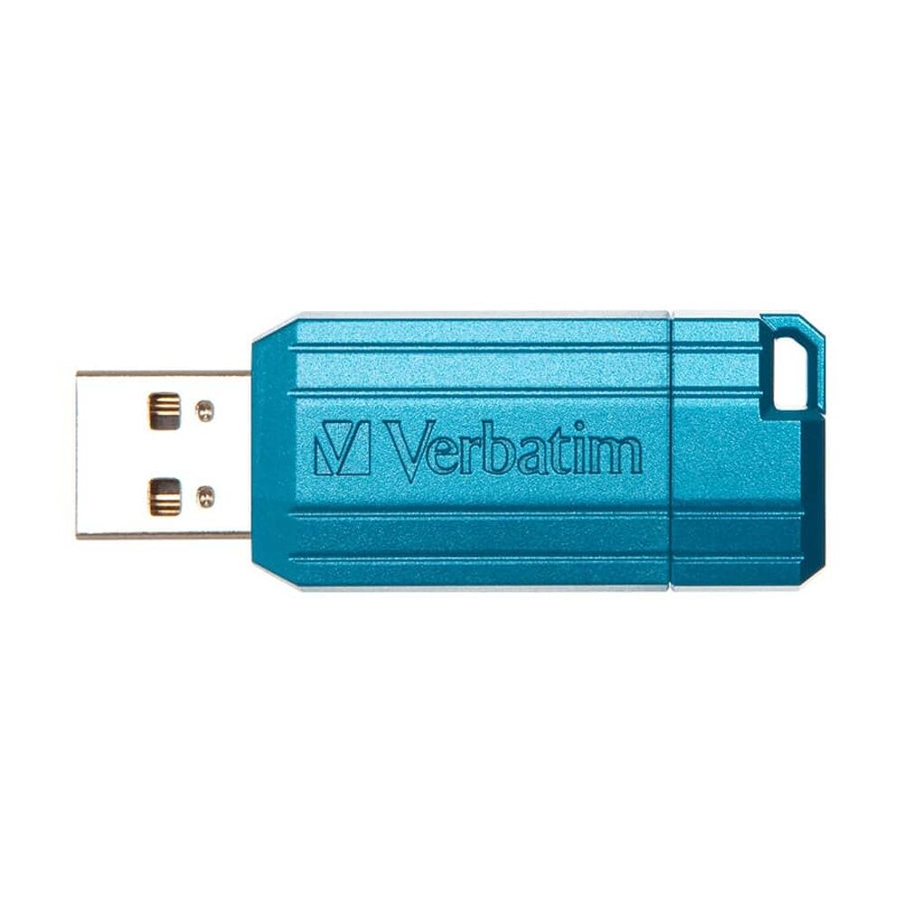 2PK VERBATIM Pinstripe Retractable USB 2.0 Flash Drive 32GB Caribbean Blue