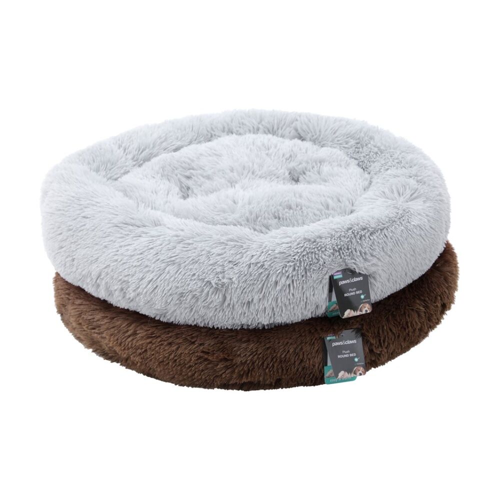 2x Paws And Claws Washable Round Plush Pet Dog Bed Large 75x75x17cm Assorted
