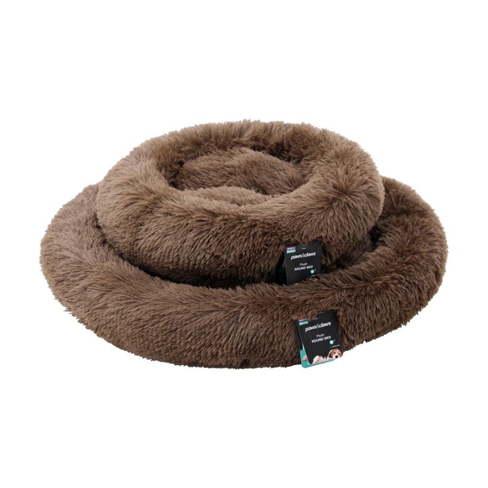 2x Paws And Claws Washable Round Plush Pet Dog Bed Large 75x75x17cm Assorted
