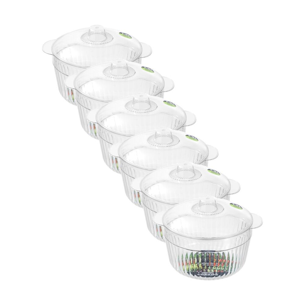 6x Lemon And Lime Crystal Vista Lidded Food Storage Bowl/Container 1.5L