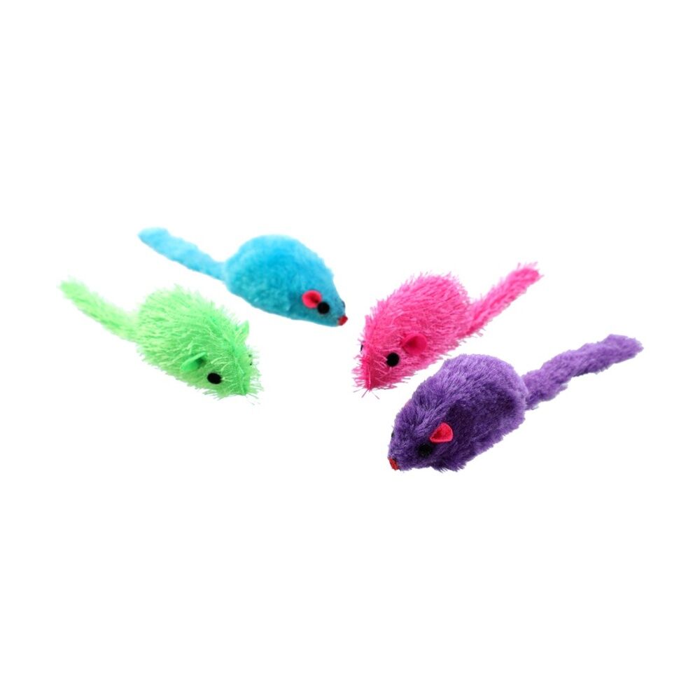 12x 2pc Paws And Claws Plush Mice Pet Cat Batting/Pouncing Toy Set Assorted