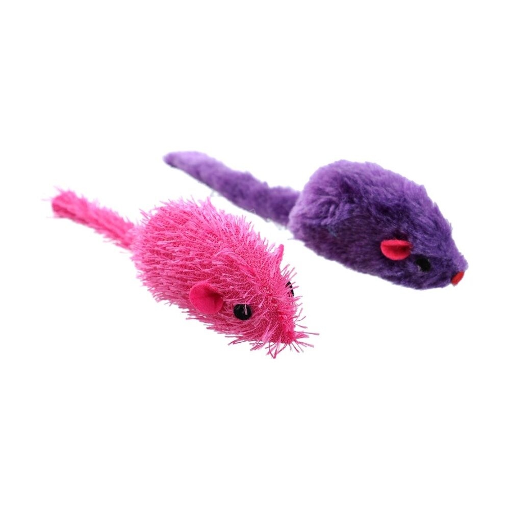 12x 2pc Paws And Claws Plush Mice Pet Cat Batting/Pouncing Toy Set Assorted