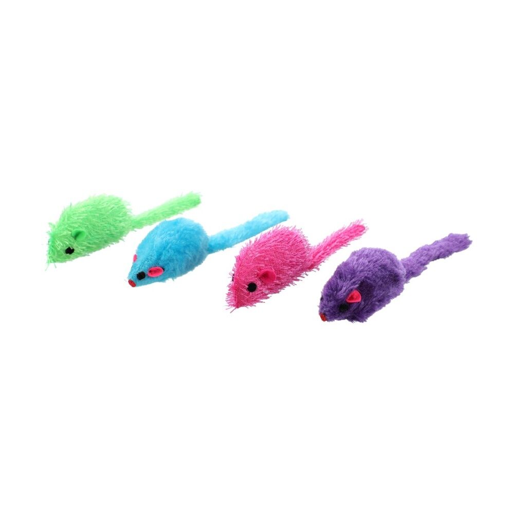 12x 2pc Paws And Claws Plush Mice Pet Cat Batting/Pouncing Toy Set Assorted