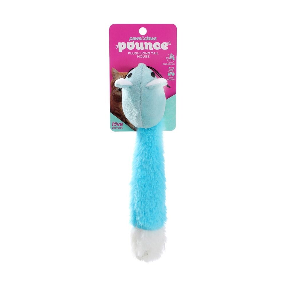 6x Paws And Claws Plush Long Tail Mouse Cat Batting/Pouncing Toy Assorted