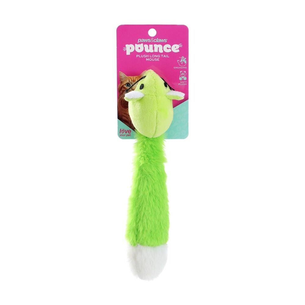 6x Paws And Claws Plush Long Tail Mouse Cat Batting/Pouncing Toy Assorted