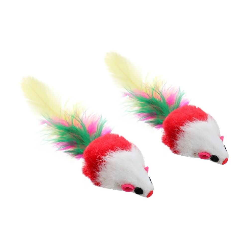 12x 8pc Paws And Claws Plush Mice Cat Batting/Pouncing Toy Set Multicoloured