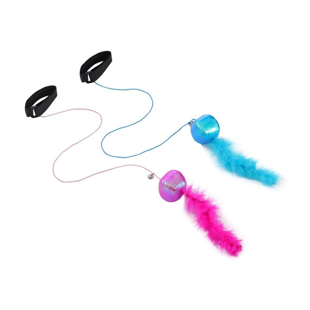 12x Paws And Claws Easy Wrap Cat Dangler Pouncing/Chase Toy 120x3cm Assorted