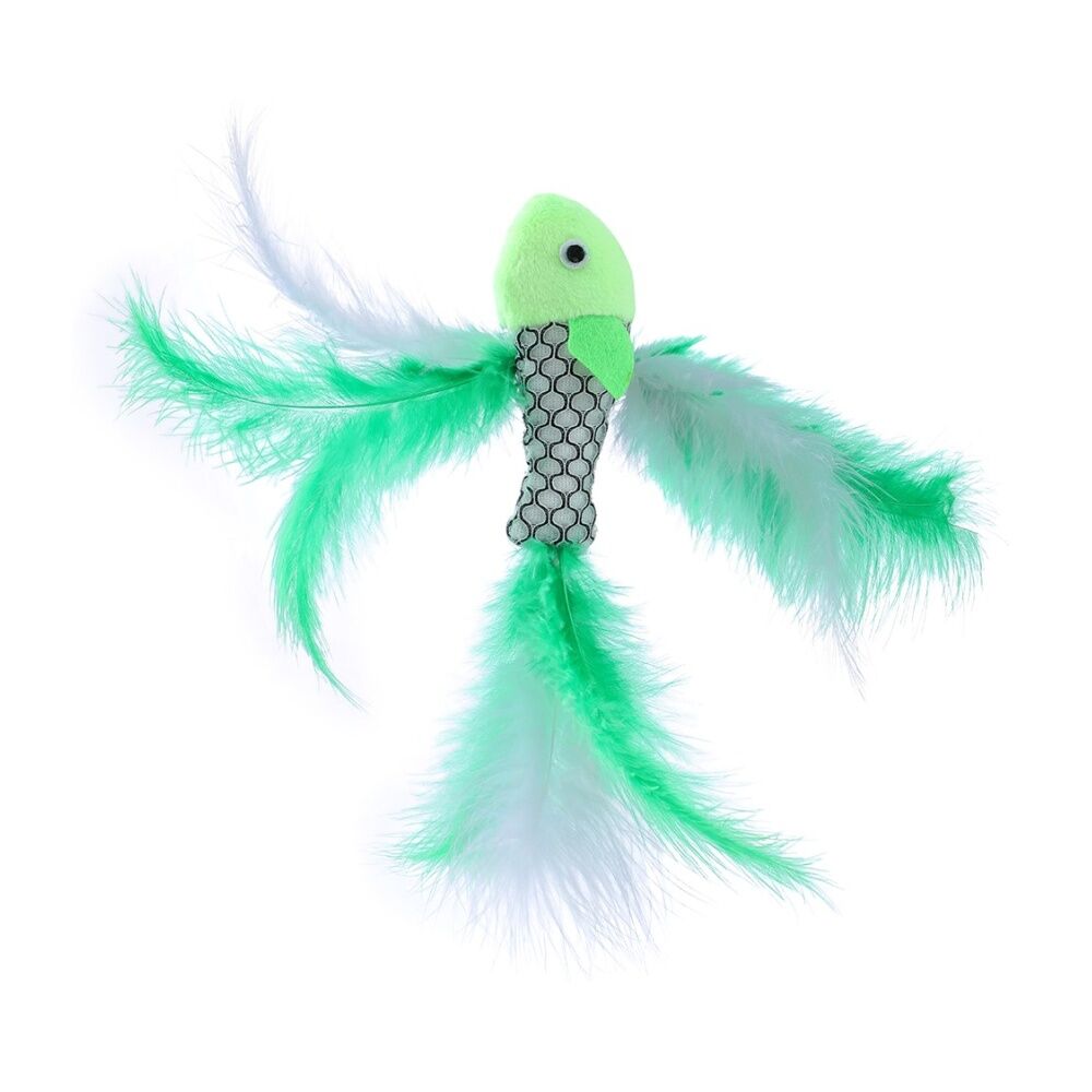 12x Paws And Claws Fish Feather Cat Batting/Pouncing Play Toy 21x4cm Assorted