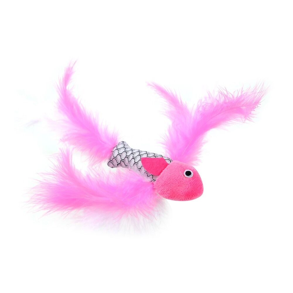 12x Paws And Claws Fish Feather Cat Batting/Pouncing Play Toy 21x4cm Assorted
