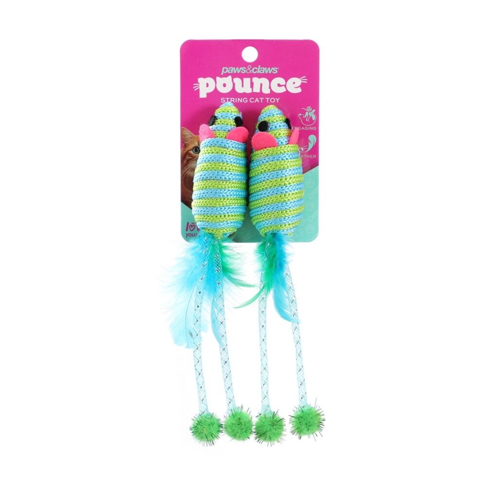 6x Paws And Claws String Interactive Cat Batting/Pouncing Play Toy Assorted