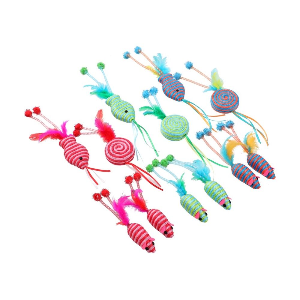 6x Paws And Claws String Interactive Cat Batting/Pouncing Play Toy Assorted