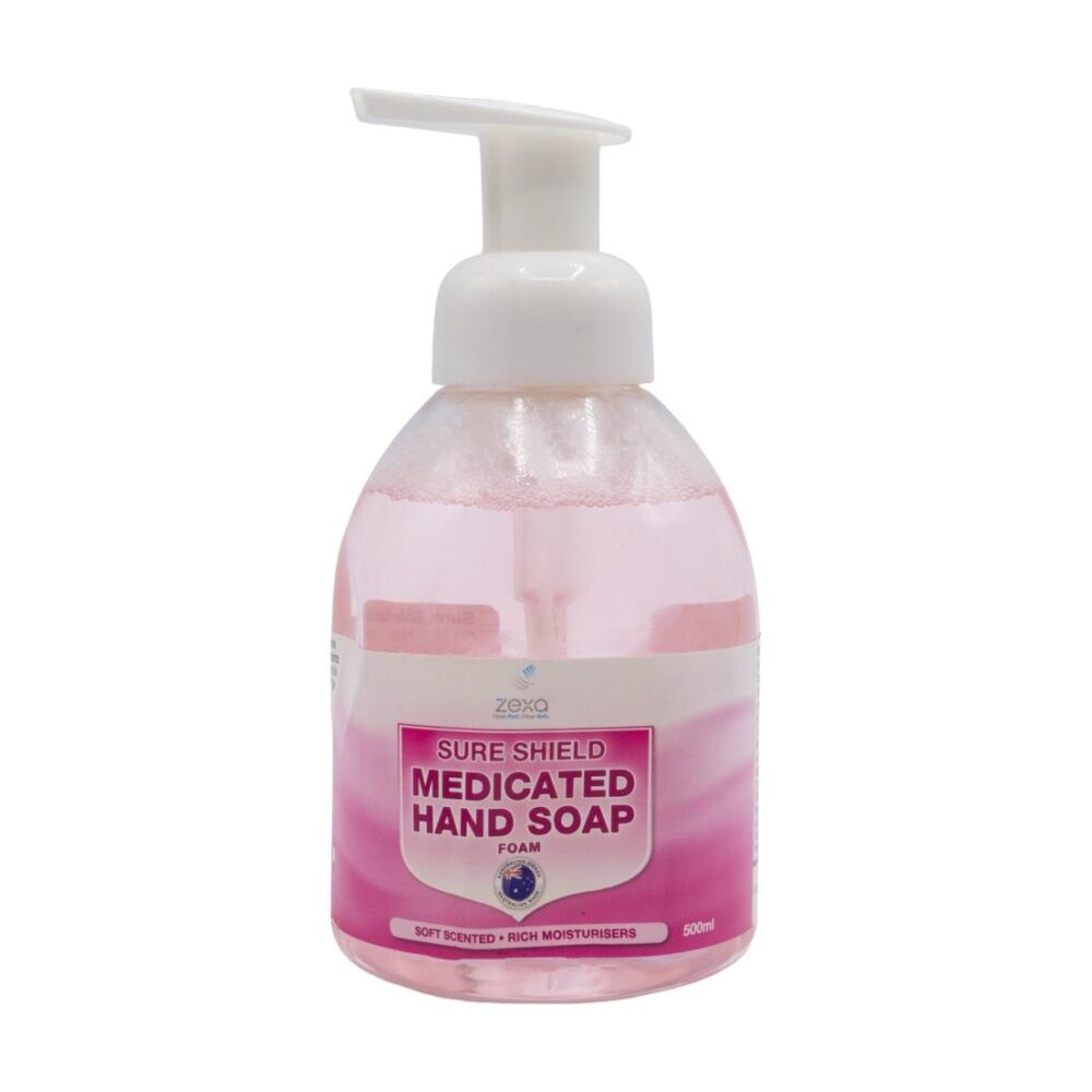 12PK Zexa Medicated Hand Soap Sure Shield Foam Soft Scent Rich Moisturiser 500ml