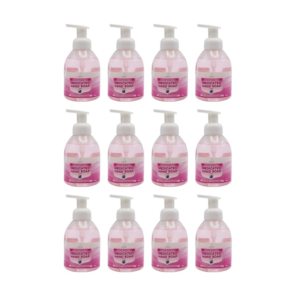 12PK Zexa Medicated Hand Soap Sure Shield Foam Soft Scent Rich Moisturiser 500ml