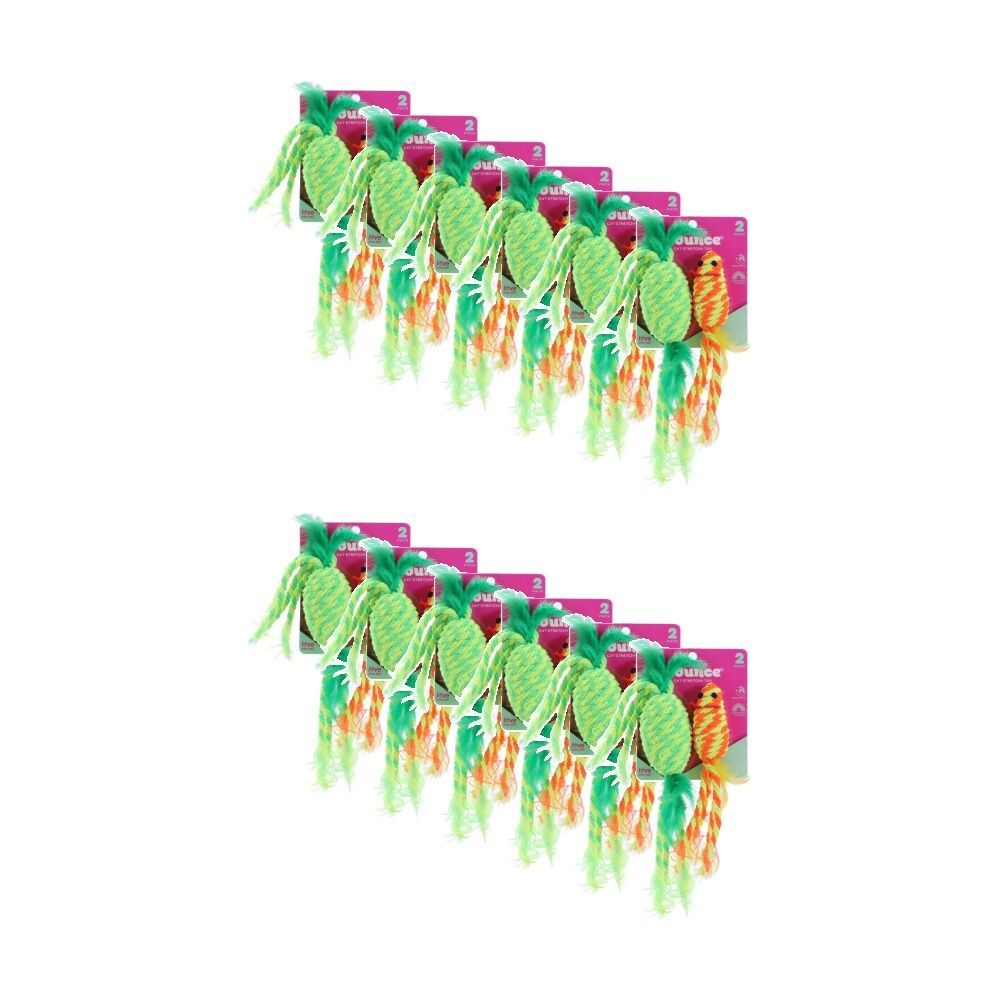 12x 2pc Paws And Claws Stretchy Interactive Cat Pounce/Batting Play Toy Set Assorted