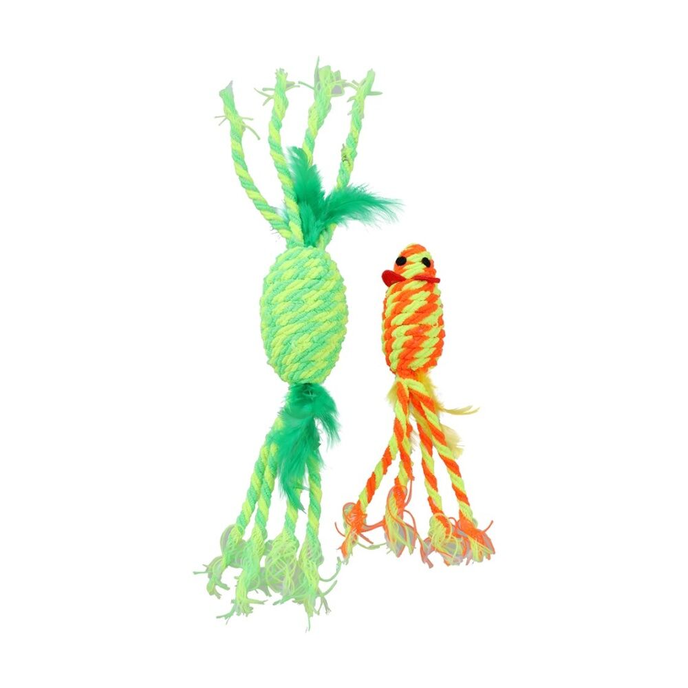 12x 2pc Paws And Claws Stretchy Interactive Cat Pounce/Batting Play Toy Set Assorted