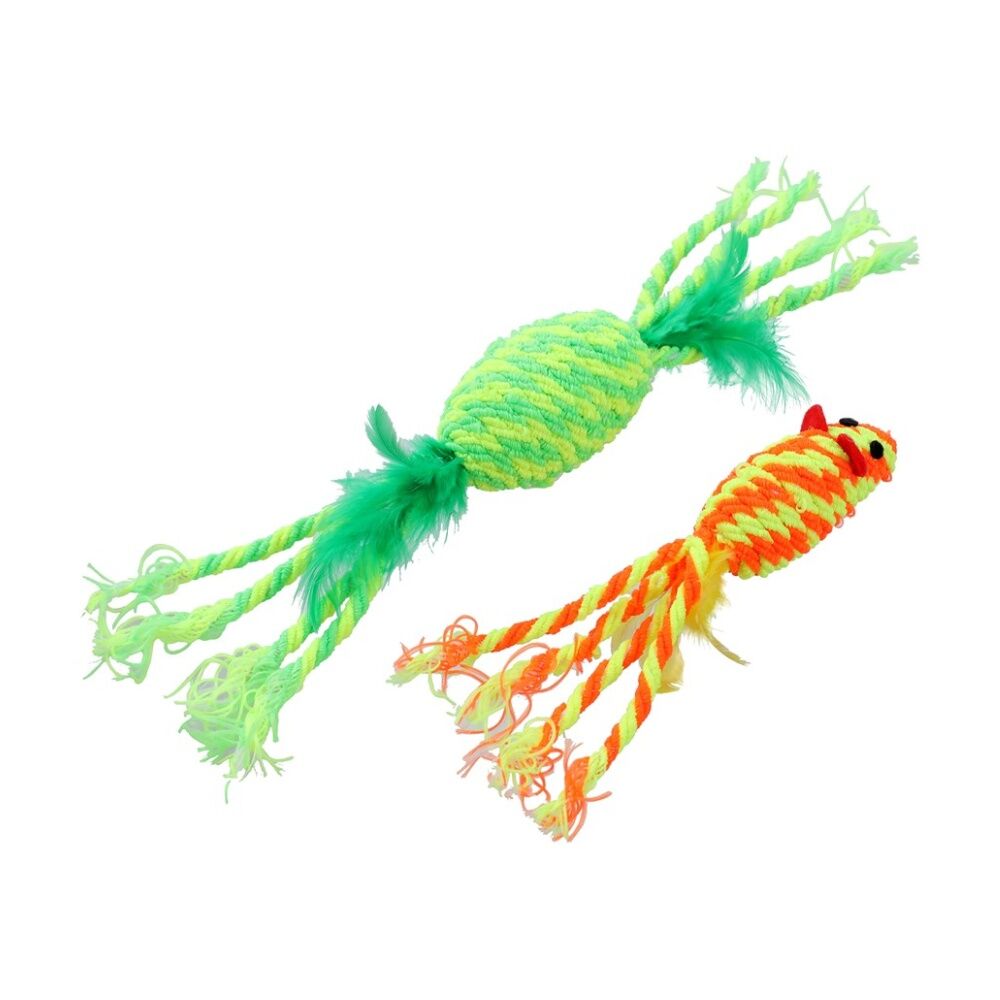 12x 2pc Paws And Claws Stretchy Interactive Cat Pounce/Batting Play Toy Set Assorted