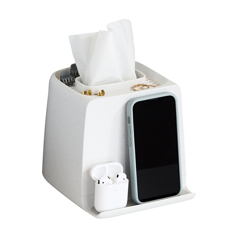 YouCopia The Ledge Antimicrobial Tissue Box Holder Cube Speckled Shell