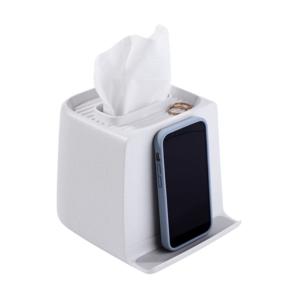 YouCopia The Ledge Antimicrobial Tissue Box Holder Cube Speckled Shell