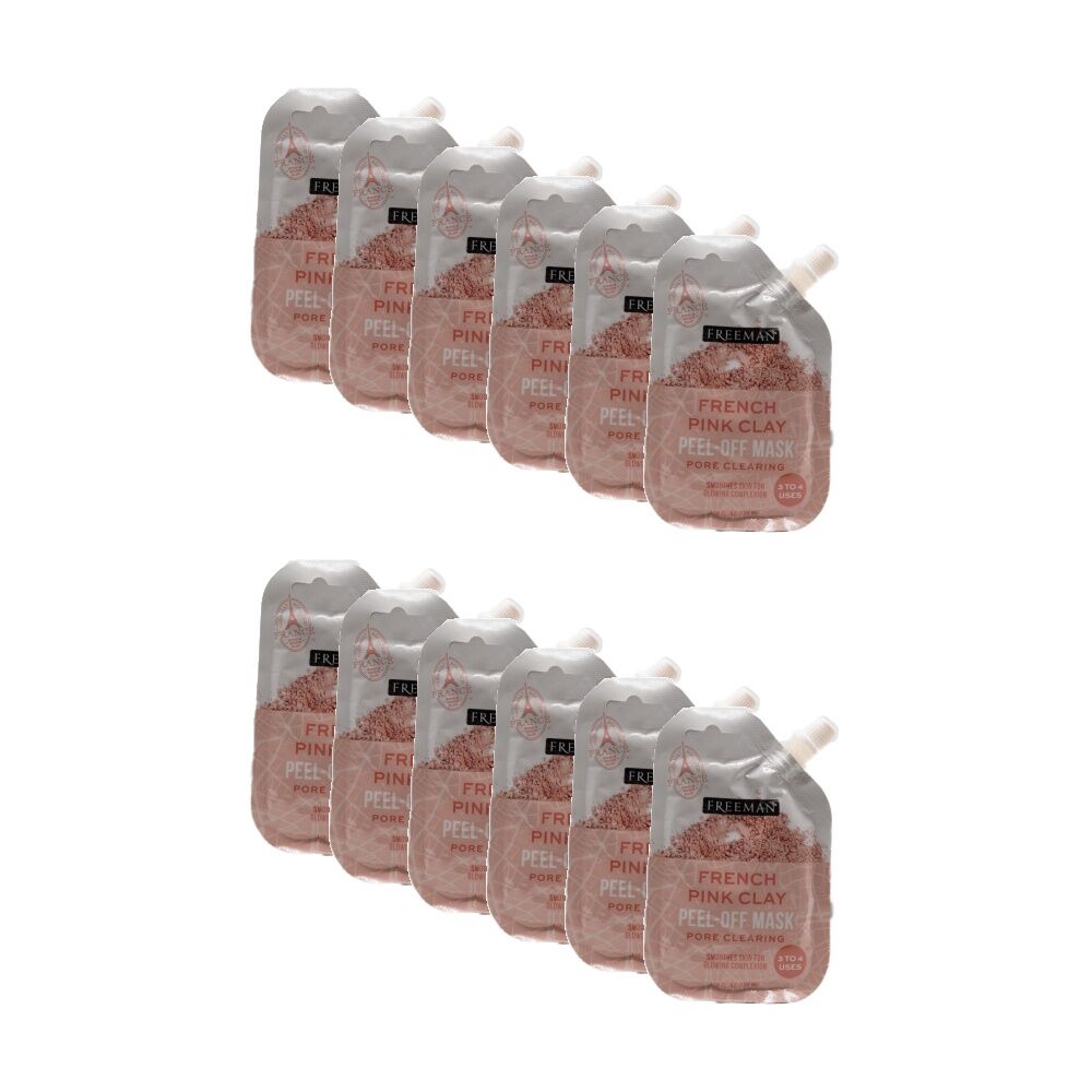 12PK Freeman Pore Clearing Peel Mask Normal to Combo Skin 35mL French Pink Clay