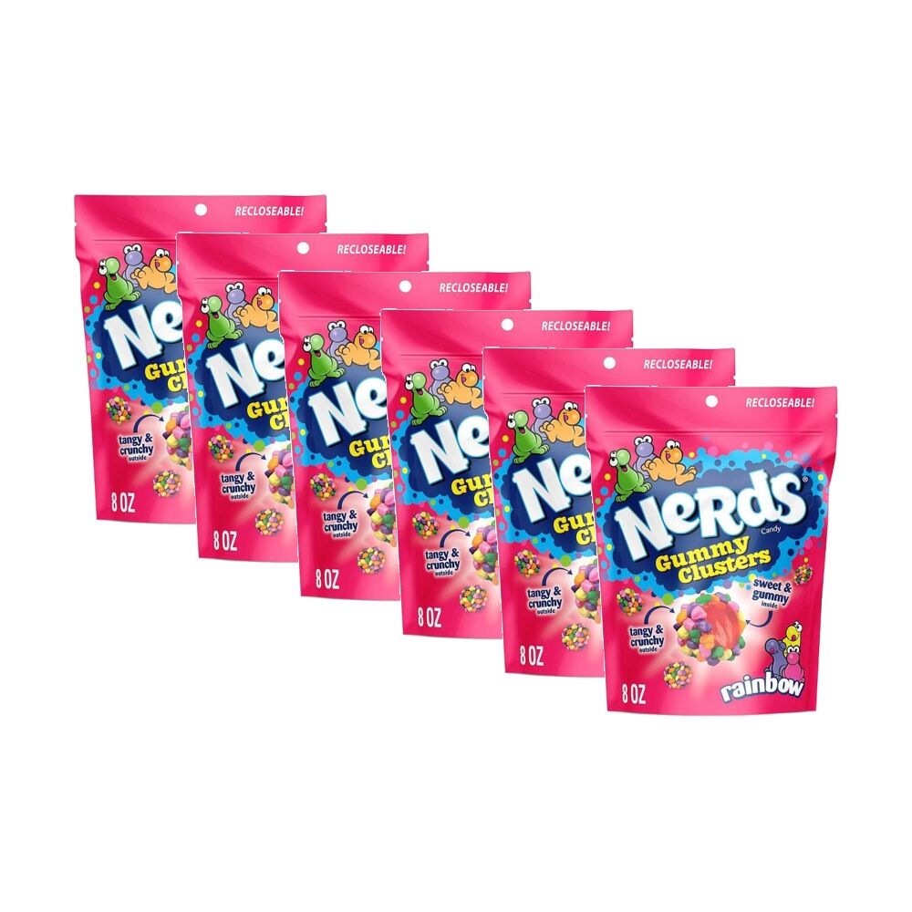 6PK Nerds Gummy Clusters Candy Confectionary Lollies Resealable Bag 226g
