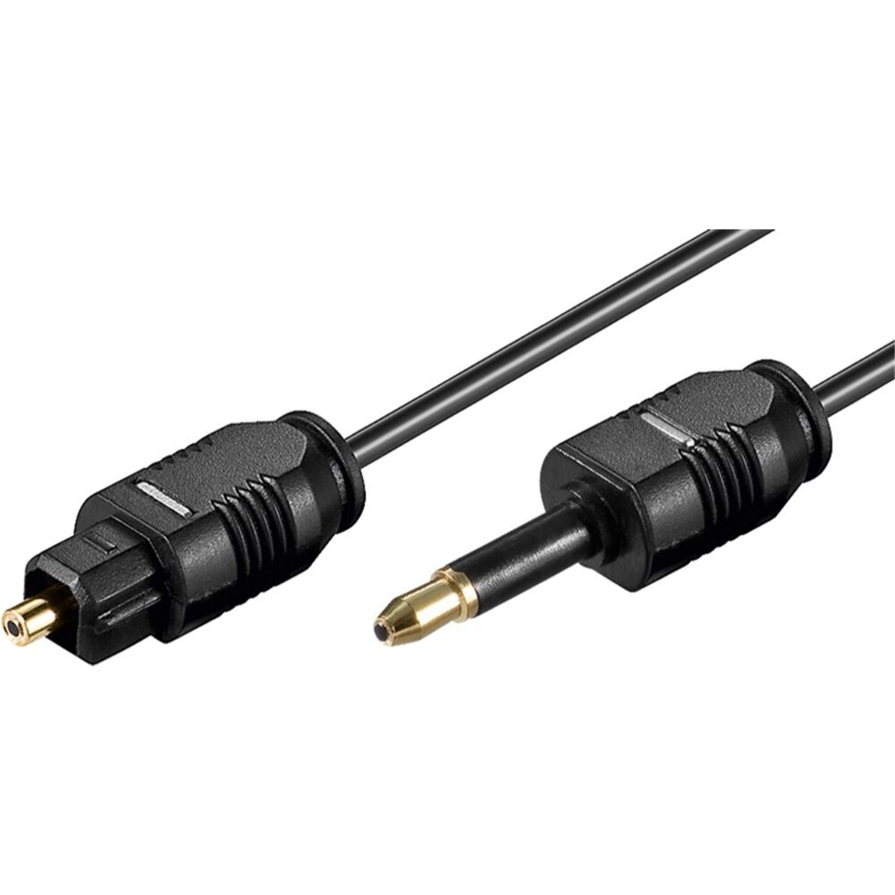 3PK Goobay Toslink Fiber Optic Audio Cable M/Mini 2M Digital Signal - Black