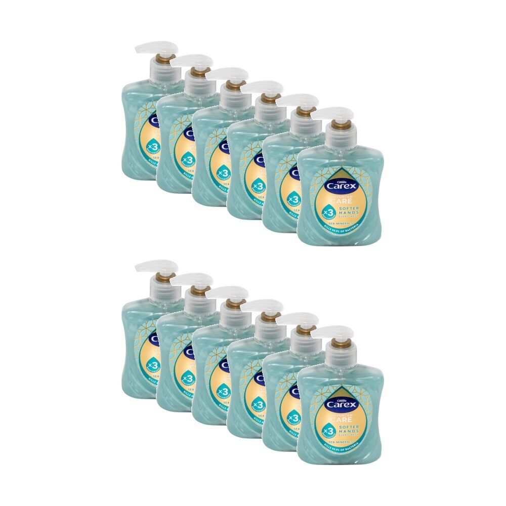 12PK Carex Hand Wash Antibacterial Advanced Care Sea Minerals Pump Bottle 250mL