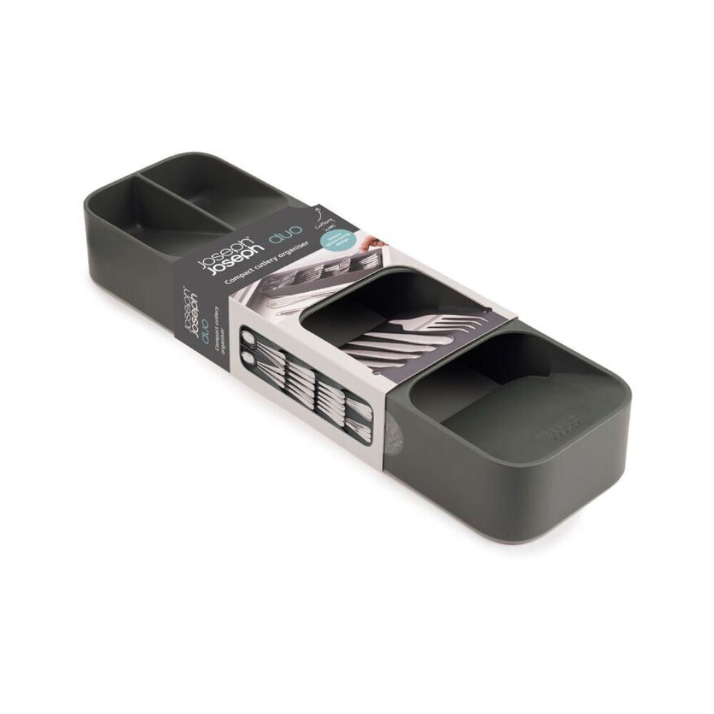 2PK Joseph Joseph Duo In-Drawer Cutlery Tray Grey Space-Saving Kitchen Organiser