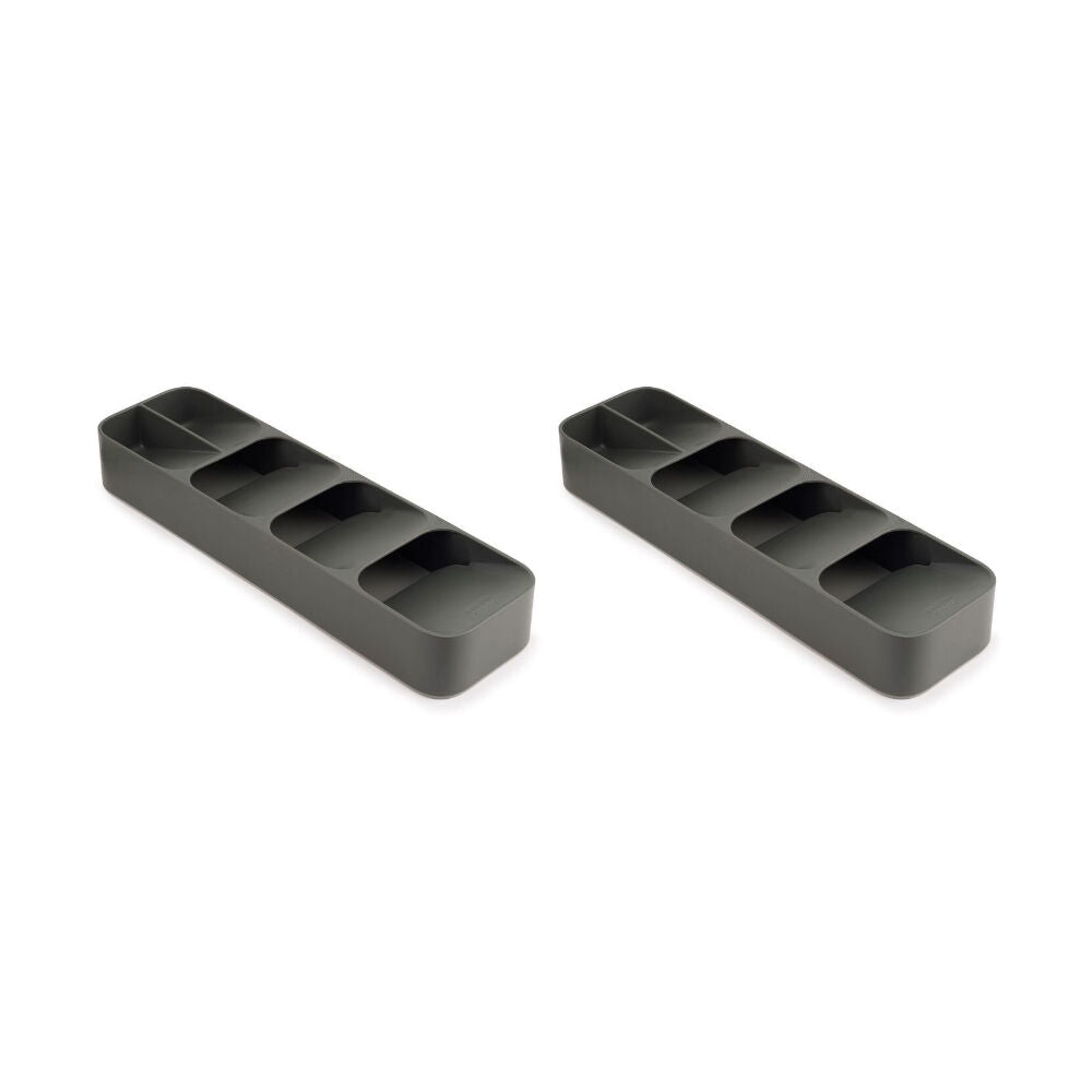 2PK Joseph Joseph Duo In-Drawer Cutlery Tray Grey Space-Saving Kitchen Organiser