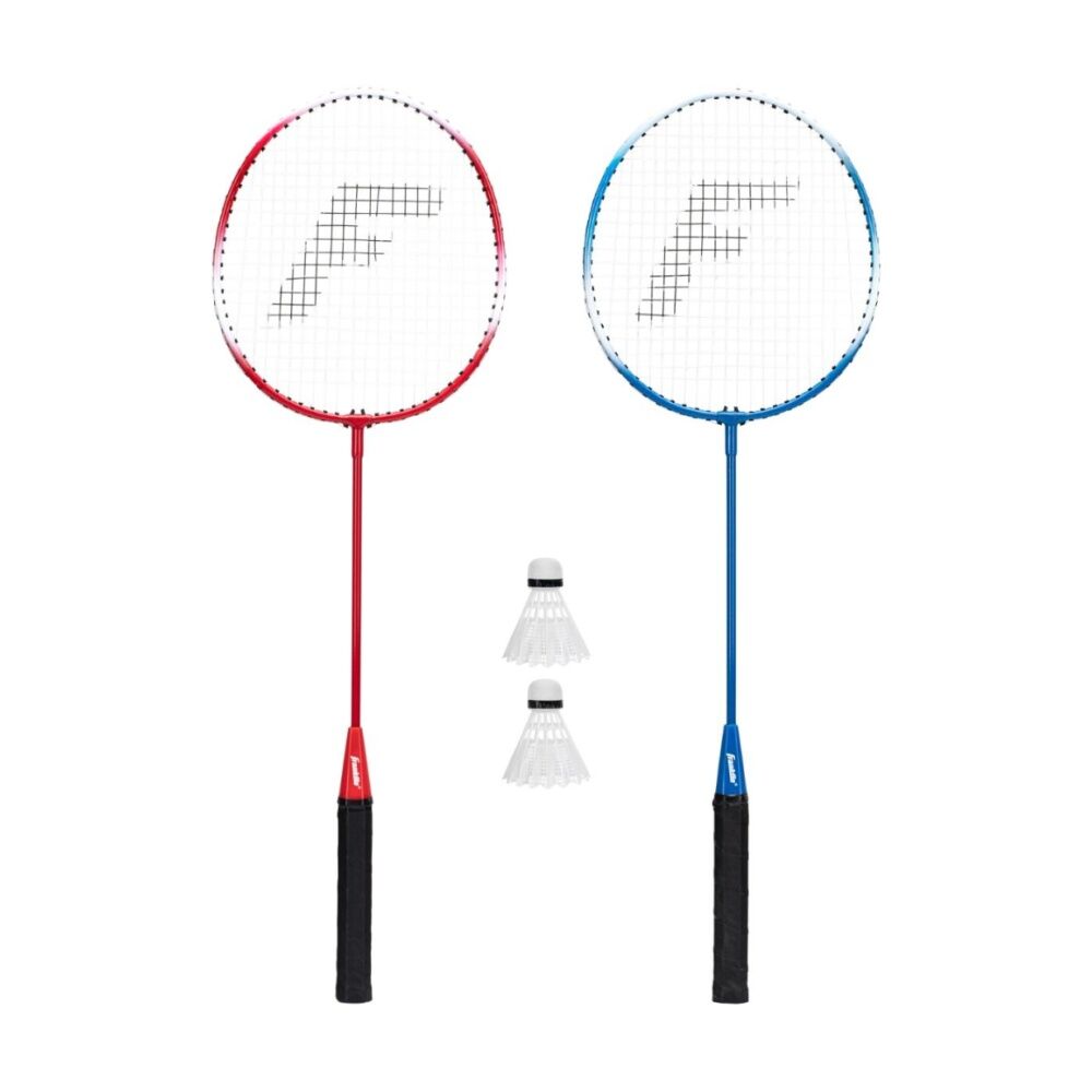2PK Franklin 2-Player Badminton Set W/ Steel Rackets & 2 Shuttlecocks Red/Blue