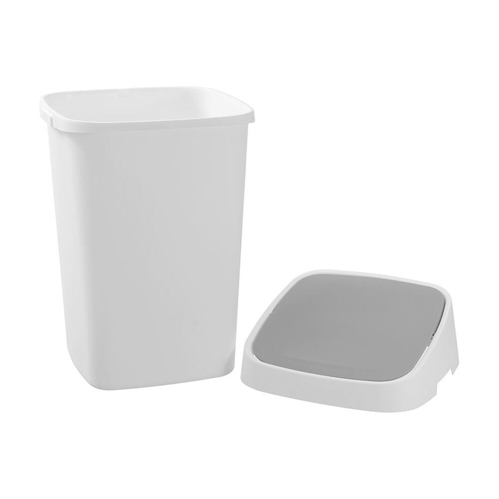 Boxsweden Edge Swing Easy Clean Rubbish Bin W/ No Drip Rim White Square 40L
