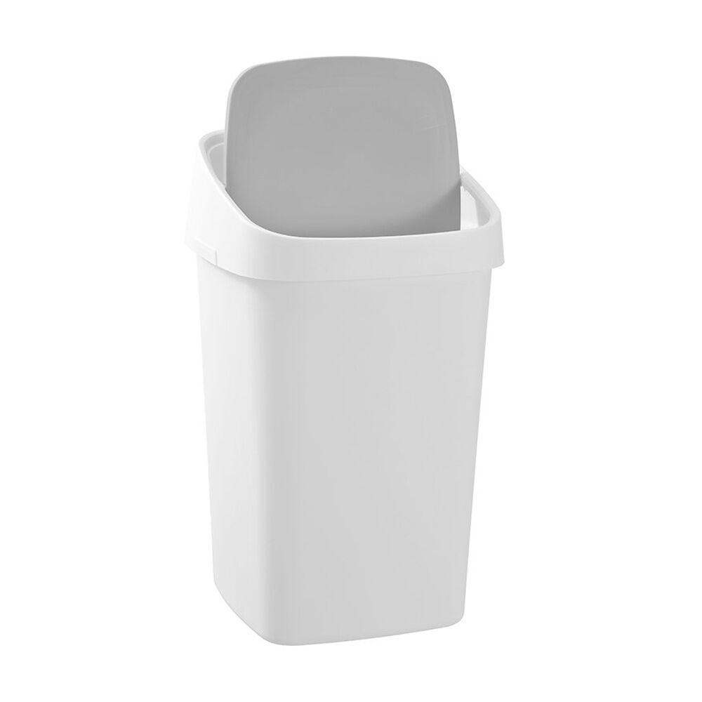 Boxsweden Edge Swing Easy Clean Rubbish Bin W/ No Drip Rim White Square 40L