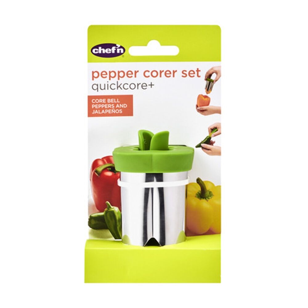2PK 2pc Chef'n QuickCore Plus Stainless Steel Bell Pepper & Jalape?o Corer Set
