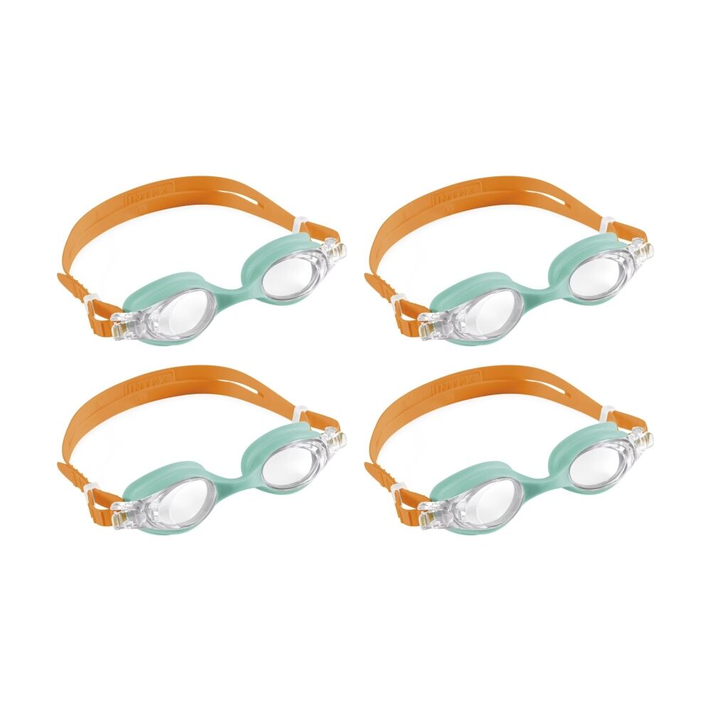 4PK Intex Kids 3-8y Goggles Adjustable Fit Polycarbonate Lenses Assorted