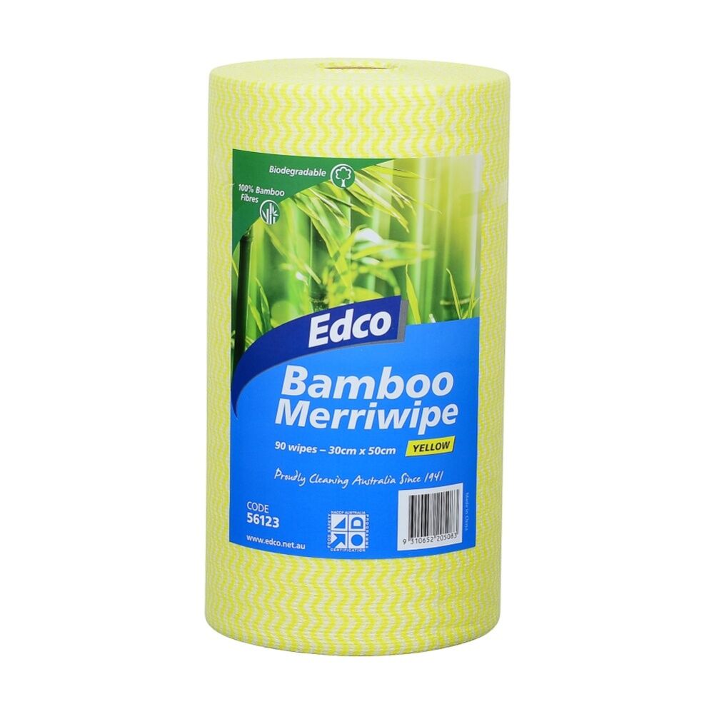 4PK 90pc Edco Bamboo Merriwipe Cloth Reusable Surface Cleaning Rolls Yellow