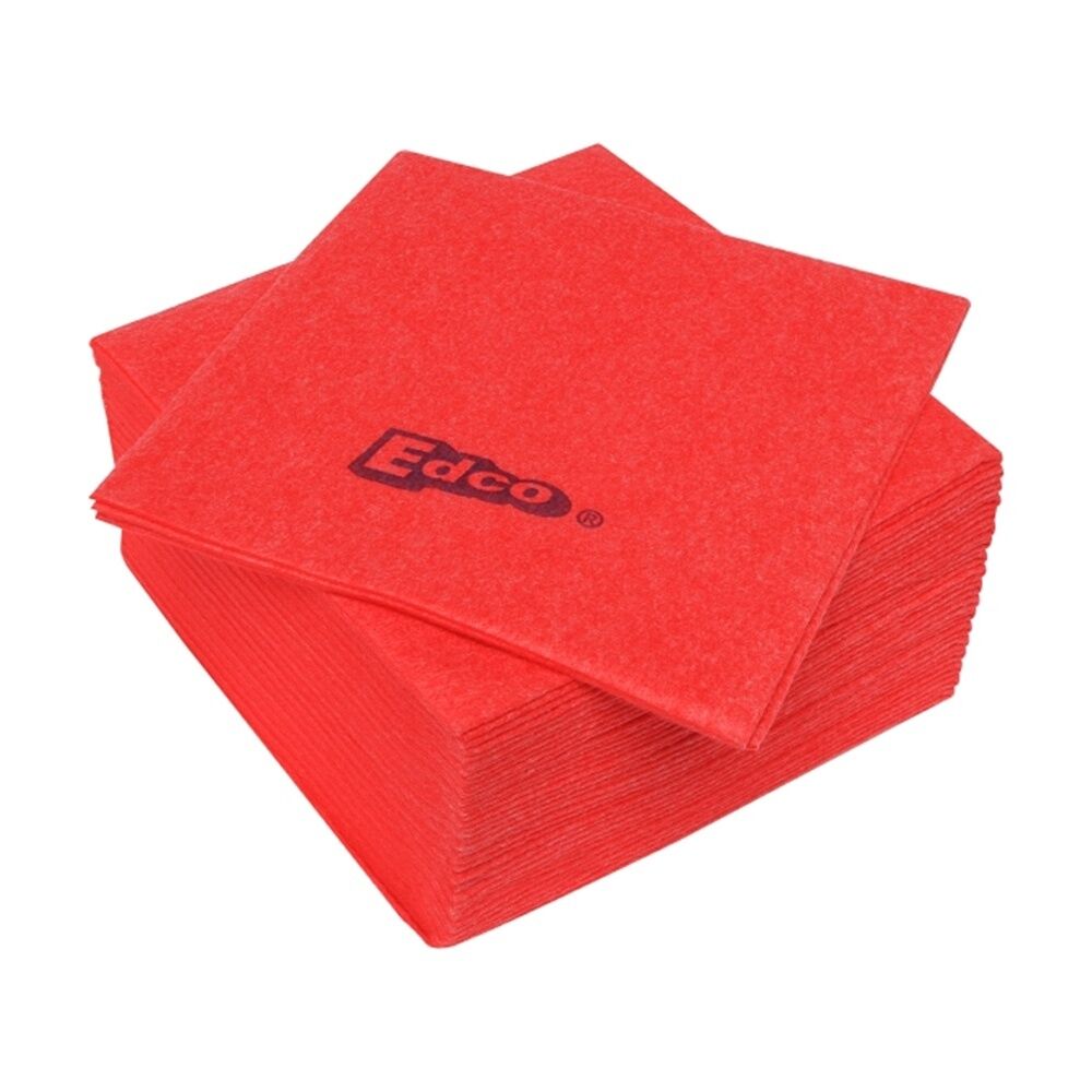 4x 20pc Edco Merritex Heavy Duty Absorbent Commercial Grade Cloths 40x40cm Red