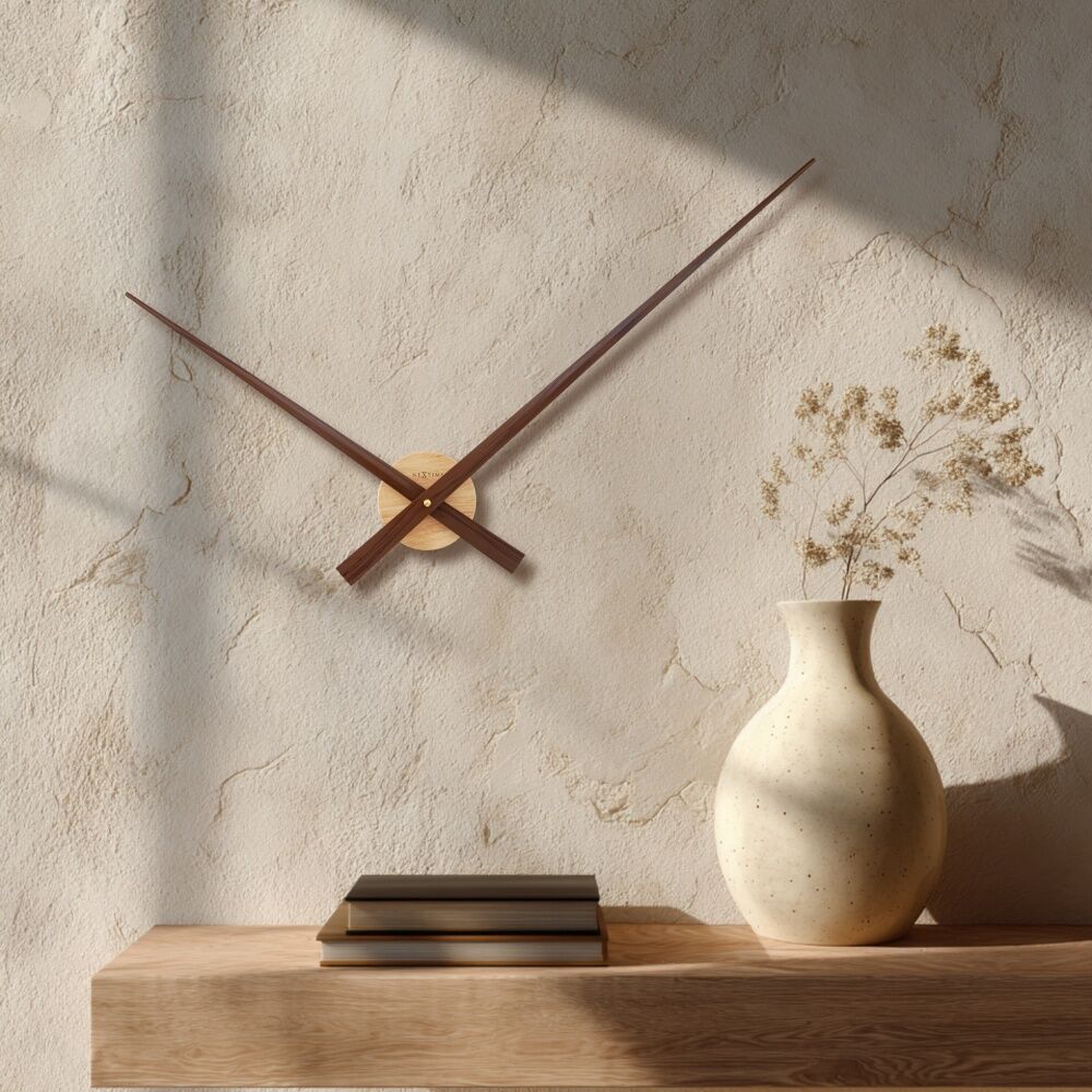 NeXtime Hands Wall Clock Aluminium Matte Finish Home Decor Walnut 85cm