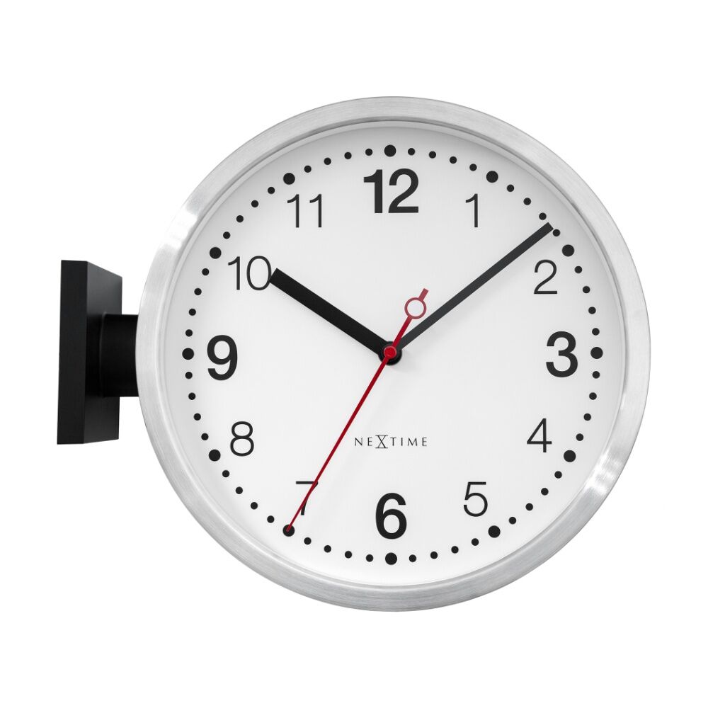NeXtime Double Small Station Wall Clock Home Decor Black and White 32.3x28cm