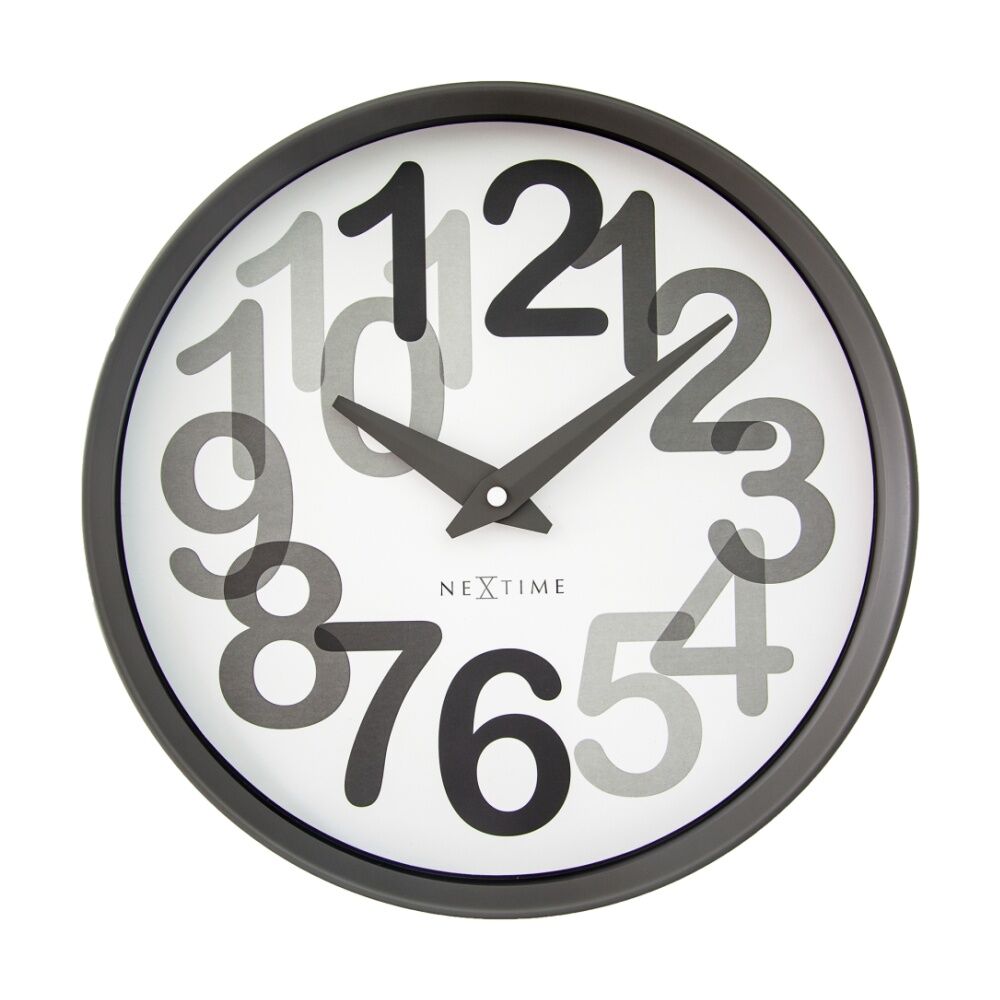 NeXtime Big Number Wall Clock Silent Analogue Home Decor Charcoal Grey 30cm