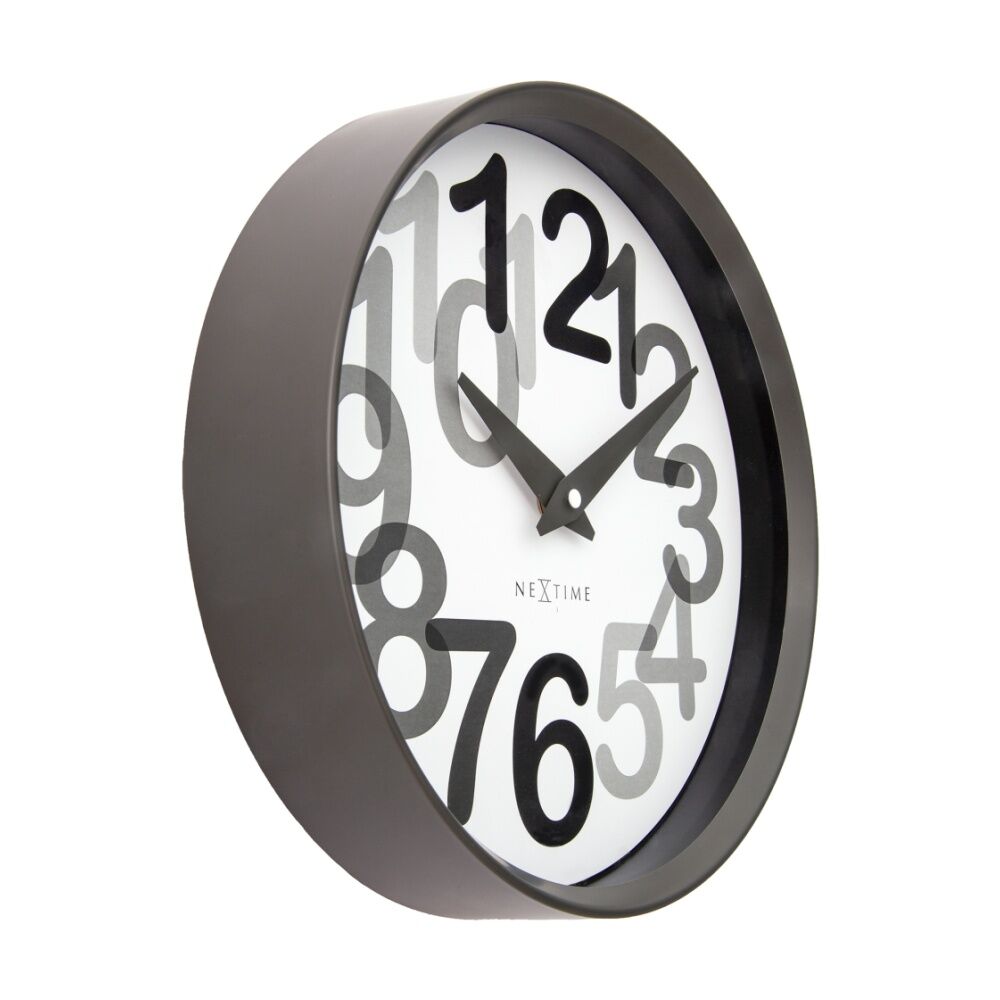 NeXtime Big Number Wall Clock Silent Analogue Home Decor Charcoal Grey 30cm