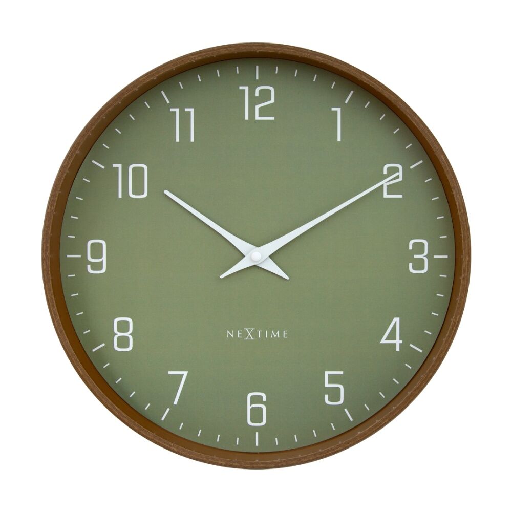 NeXtime Lyra Wall Clock Silent Analogue Hanging Home Decor Olive 30cm