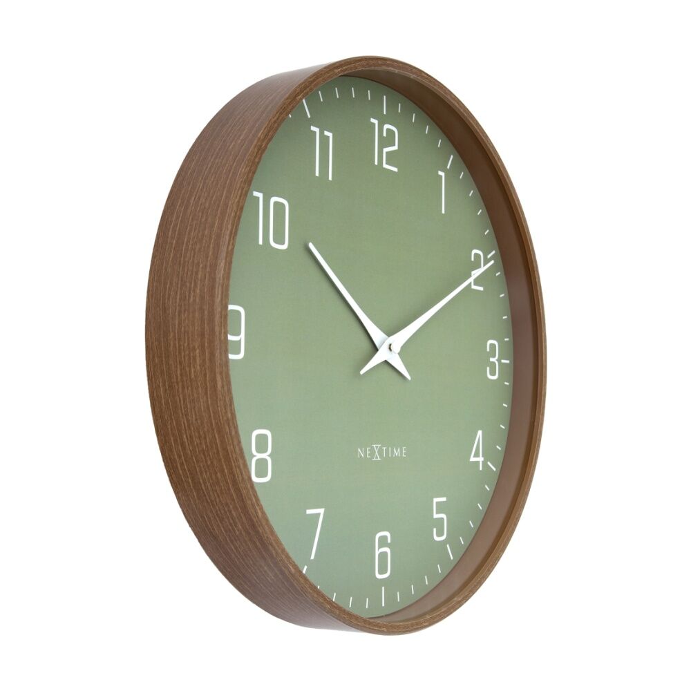 NeXtime Lyra Wall Clock Silent Analogue Hanging Home Decor Olive 30cm