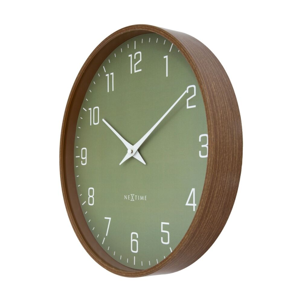 NeXtime Lyra Wall Clock Silent Analogue Hanging Home Decor Olive 30cm