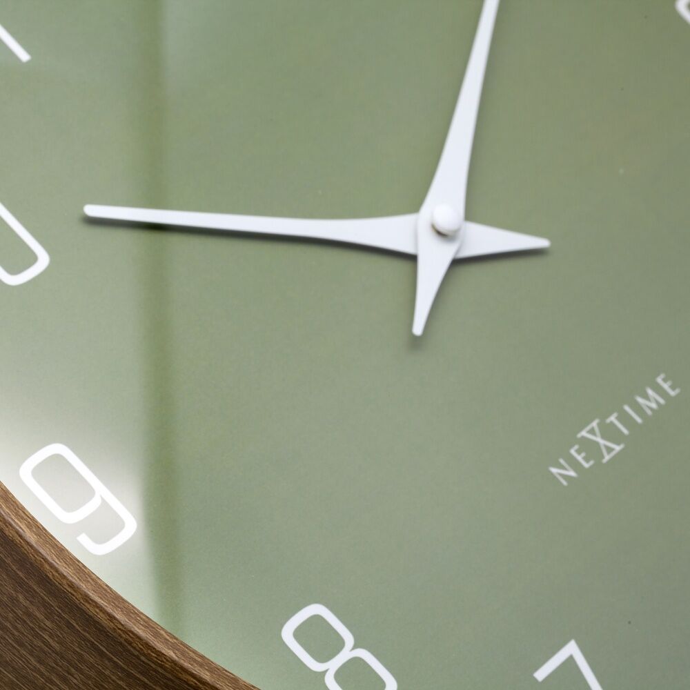 NeXtime Lyra Wall Clock Silent Analogue Hanging Home Decor Olive 30cm