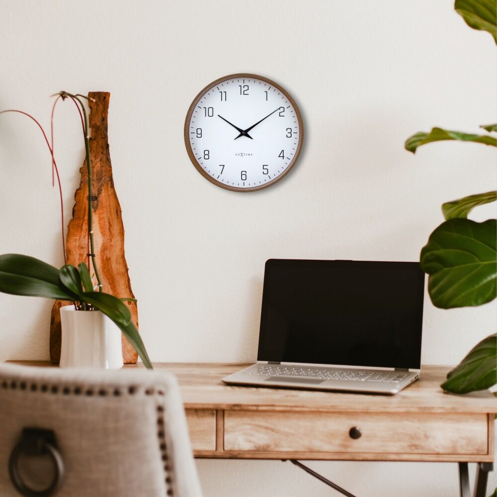 NeXtime Lyra Wall Clock Silent Analogue Hanging Home Decor White 30cm