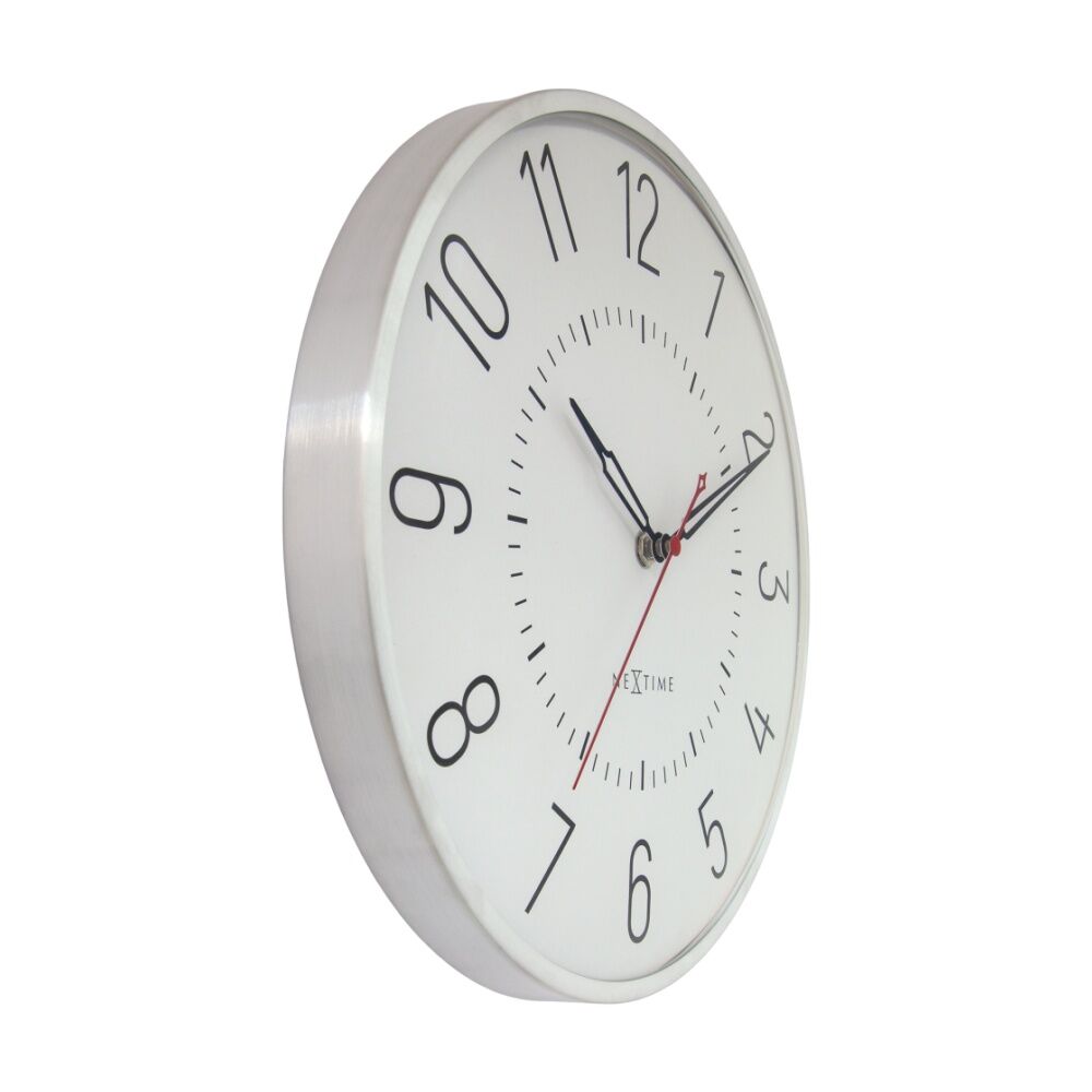 NeXtime Rotterdam Wall Clock Analogue Home Decor Silver & Off White 30.5cm