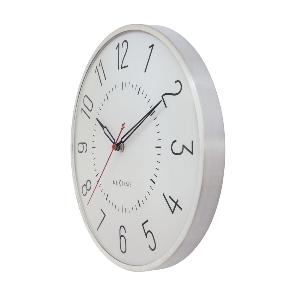 NeXtime Rotterdam Wall Clock Analogue Home Decor Silver & Off White 30.5cm