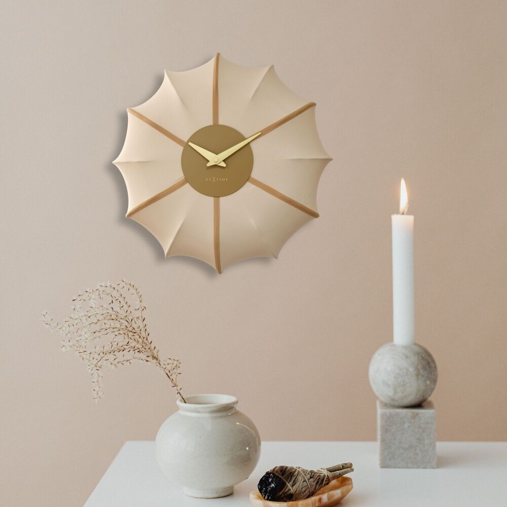 NeXtime Ultimo Wall Clock Silent Analogue Home Decor Champagne 50cm