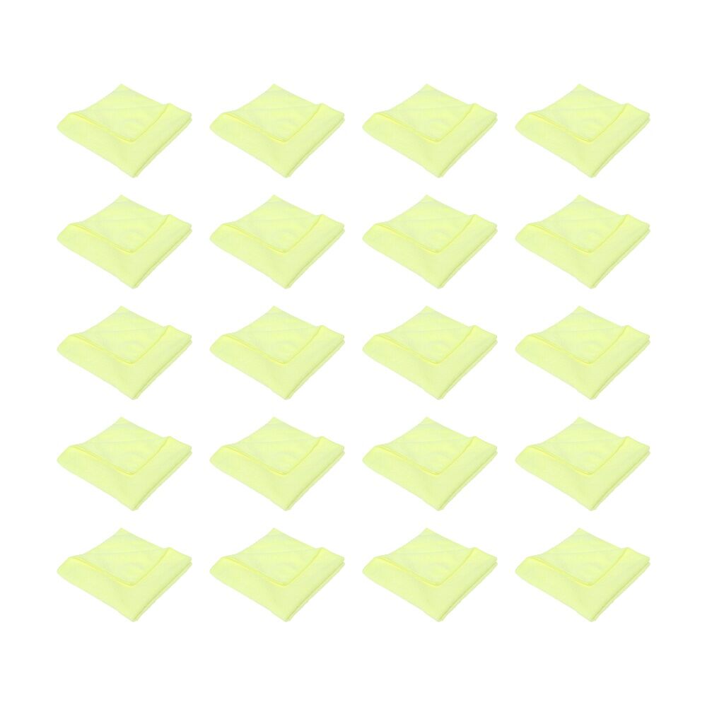 20PK TUF Contractor Grade Cleaner Chemical Free Microfibre Cloth Yellow