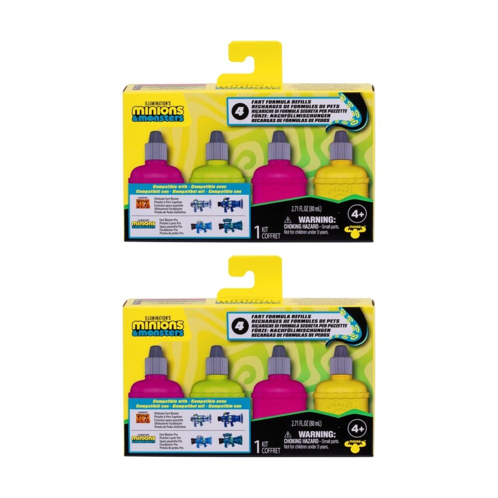2x 4pc Minions 3 Ultimate Fart Blaster Refill Kids Assorted