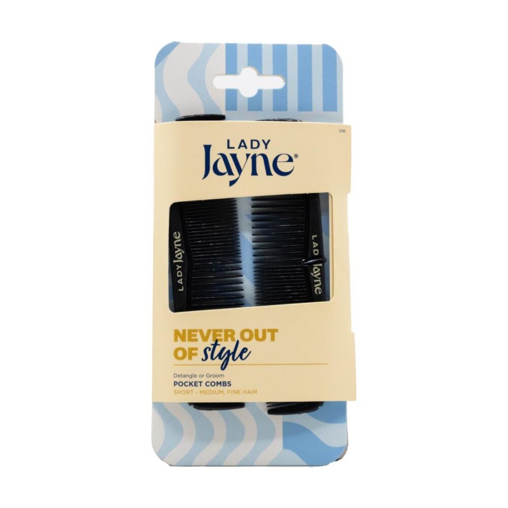 6x 2pc Lady Jayne Pocket Combs Brushes For Short-Medium Hair Black